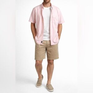 Abercrombie Pastel Pink Short Sleeve Button Up Shirt Cotton Size L Casual Preppy